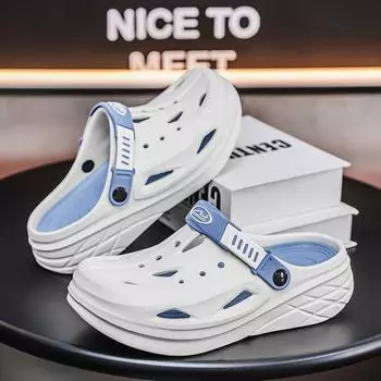 Летние толстые полые туфли мужские супер мягкие модные сотни верхней одежды сандалии пляжные дышащие противоскользящие 36-37 белый