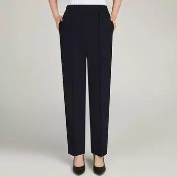 Летние тонкие брюки с эластичной талией больших размеров, женские прямые брюки с высокой талией XL темно-синий
