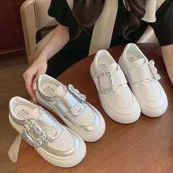 Летние тонкие дышащие кожаные белые туфли женские туфли новые универсальные кроссовки Magic Stick повседневные кроссовки 35