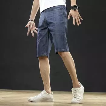 Летние тонкие джинсовые шорты для мужчин, корейская версия, спортивные повседневные брюки из пяти предметов, мужские свободные брюки с прямыми штанинами, тренд 28