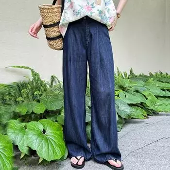 Летние тонкие джинсы Johnature, женские дышащие широкие брюки с высокой талией, повседневные мягкие свободные простые корейские брюки с высокой талией