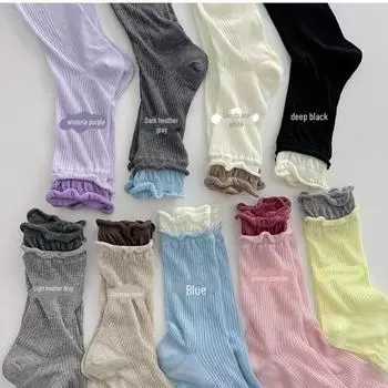 Летние тонкие многослойные носки до середины икры - Европейский стиль One Size чёрный