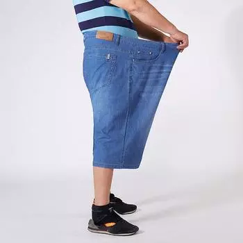 Летние тонкие мужские джинсовые шорты больших размеров, мужские прямые свободные брюки среднего размера 30