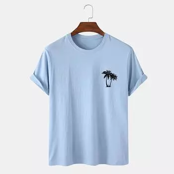 Летние тонкие мужские модные базовые топы с принтом и короткими рукавами, хлопковая повседневная свободная блузка больших размеров