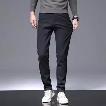 Летние тонкие мужские облегающие модные брюки, мужские повседневные брюки, мужские эластичные мужские брюки 38