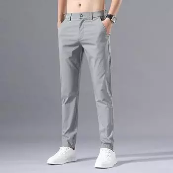 Летние тонкие мужские повседневные брюки 2023 года, эластичные, облегающие, маленькие, прямые, свободные, трендовые, универсальные брюки на весну и осень 28 хаки