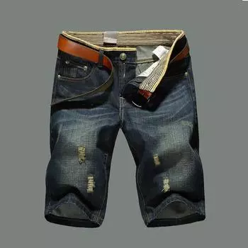Летние тонкие мужские прямые джинсовые брюки со средней талией, пятиминутные брюки в стиле ретро для мальчиков, бриджи 28