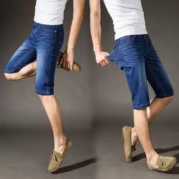 Летние тонкие мужские шорты из эластичного денима, мужские пятиминутные брюки, молодежные тонкие прямые брюки 28