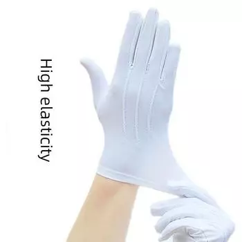 Летние тонкие перчатки для защиты от солнца Мужские Женские Танцевальные Катание Вождение Ювелирные эластичные Танцевальные Спандекс Этикет Черно-белые Весна и Осень Men three ribs [white] 2 pairs One size