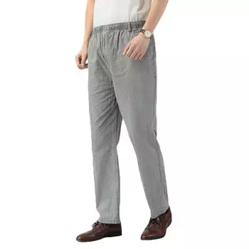 Летние тонкие повседневные свободные прямые мужские льняные брюки с высокой талией для среднего и пожилого возраста 30 светло-зеленый