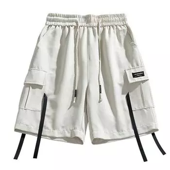 Летние тонкие рабочие шорты, мужские свободные спортивные брюки, мужские повседневные брюки длиной пять четвертей XXXXL чёрный