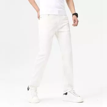 Летние тонкие с высокой посадкой свободные легкие деловые тонкие маленькие прямые брюки джинсы 29