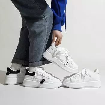 Летние тонкие сетчатые дышащие маленькие белые туфли на толстой подошве, женские новые маленькие универсальные туфли-маффины, повседневные туфли для сёрфинга 35 белый