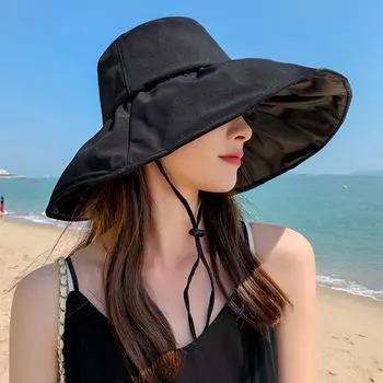 Летние тонкие солнцезащитные шляпы для женщин, женская корейская шляпа с большими полями, шляпа-рыбак, летняя черная шляпа-солнцезащита из резины розовый