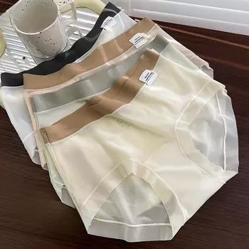 Летние тонкие трусики Ice Silk, нижнее белье, удобные женские трусы L белый
