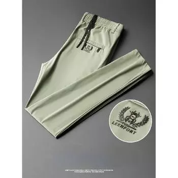 Летние тонкие высококачественные повседневные брюки из ледяного шелка с прямыми штанинами в корейском стиле, модные универсальные быстросохнущие брюки с эластичным кроем 28
