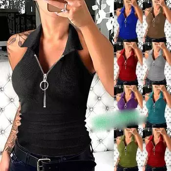 Летние топы больших размеров, модная одежда, женские повседневные блузки, трикотажные клубные топы, топы без рукавов S коричневый