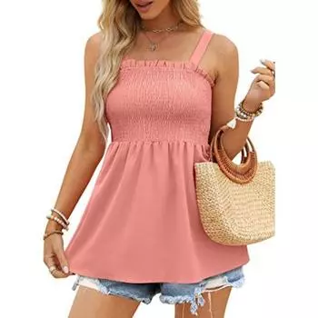 Летние топы на бретелях, женские рубашки 2023, повседневные милые блузки, сексуальный пуловер, однотонная верхняя одежда с рюшами, элегантная блузка 25784 S бордовый