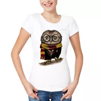 Летние топы Owly Potter Printed T-Shirt Women Asian Size Bran Clothing Fashion T S белый