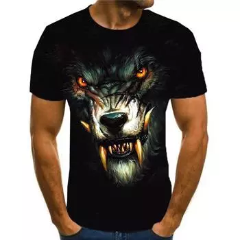 Летние топы с рисунком животных, мужские футболки, одежда больших размеров, повседневная футболка с 3D принтом, топ с короткими рукавами и круглым вырезом, дышащие мужские рубашки S