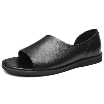 Летние трендовые индивидуальные вьетнамские тапочки, мужская уличная кожаная пляжная обувь, мужские кожаные сандалии 38 чёрный