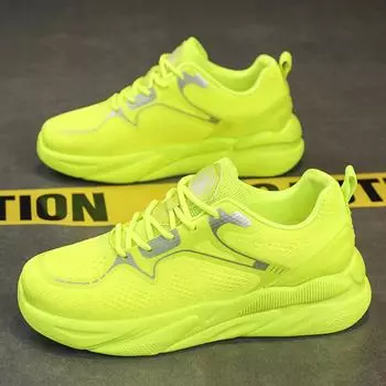 Летние трикотажные мужские зеленые кроссовки, модные дышащие мужские повседневные туфли на шнуровке, удобные кроссовки на нескользящей платформе для мужчин 44