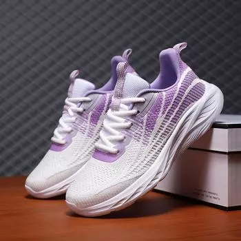 Летние трикотажные спортивные туфли для женщин, легкие, дышащие, для бега и тренировок на свежем воздухе 35 розовый