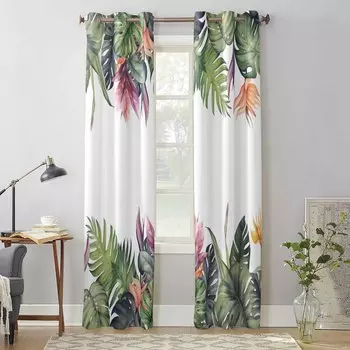 Летние тропические леса Монстера оконные шторы для гостиной роскошные занавески для спальни кухонные жалюзи шторы 135W x 60H(cm) x1