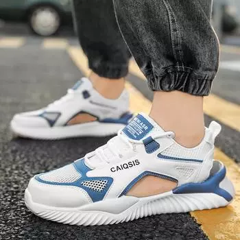 Летние туфли 2025 года с одинарной сеткой для пап, удобная и легкая спортивная обувь для мужчин, дышащая обувь для студентов с прохладными отверстиями 39