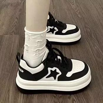 Летние туфли для девочек на толстой подошве белого цвета, новые повседневные спортивные туфли в стиле Гонконга, нишевый дизайн в американской стиле 29 чёрный