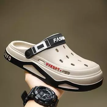 Летние туфли Hole Shoes для мужчин, повседневная мода, нескользящие портативные спортивные сандалии, пляжные дышащие тапочки Step on Toe для мужчин на открытом воздухе 38-39