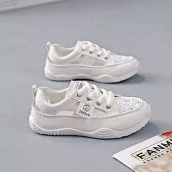 Летние туфли из тонкой сетчатой парусины, женские туфли, новые универсальные дышащие белые туфли на толстой подошве, женские туфли для скейтбординга 35 белый