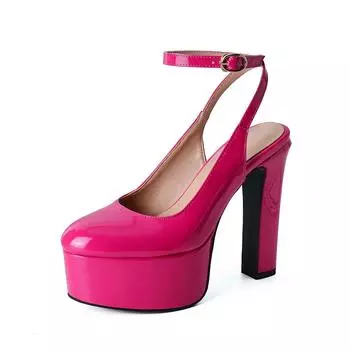 Летние туфли Krazing Pot из искусственной кожи с круглым носком на очень высоком каблуке с ремешками на щиколотке, большие размеры 43, женские водонепроницаемые туфли-лодочки 34 абрикосовый