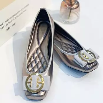 Летние туфли на плоской подошве с квадратной головкой, удобные повседневные балетки с круглой пряжкой, большие размеры, женская обувь для мам, туфли на платформе 43 золотой