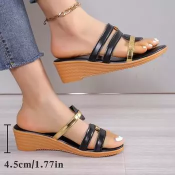 Летние туфли на танкетке для женщин, модные дизайнерские босоножки на платформе с открытым носком и узким ремешком, 2024, женские босоножки на каблуке, Sandalias Mujer 35 жёлтый