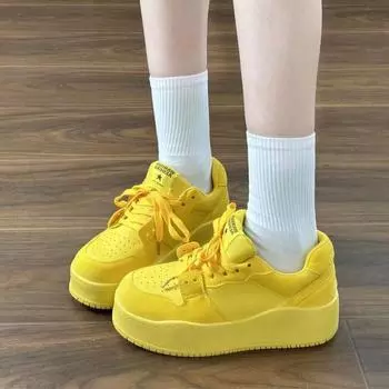 Летние туфли на толстой подошве для увеличения роста для женщин 35 жёлтый