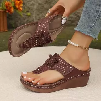 Летние туфли на толстой подошве для внешней торговли, тапочки большого размера, шлепанцы, кроссовки, повседневная мода, универсальная женская обувь 36 коричневый