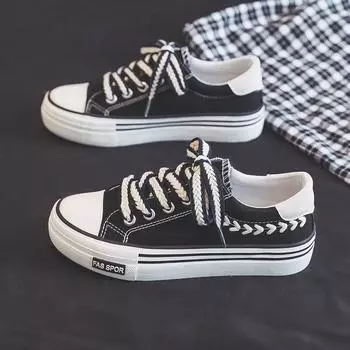 Летние туфли на толстой подошве Super Fire Wheat Ears Canvas Shoes Повседневные универсальные маленькие белые туфли Кроссовки Тканевые туфли Кроссовки Женские 35