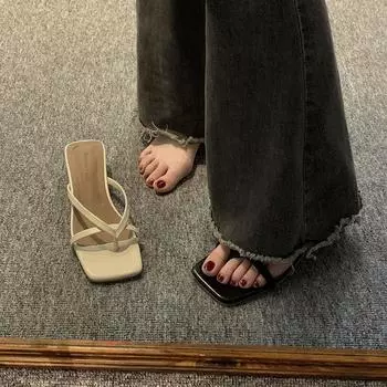 Летние туфли Off White для женщин 2024 года. Шлепанцы с открытым носком и каблуком. Босоножки. Уличные женские тапочки. Шлепанцы. Дизайнерские повседневные туфли Eva. 34