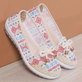 Летние туфли с сетчатой подкладкой, старая пекинская тканевая обувь, женская модная повседневная обувь на мягкой подошве, обувь для мам среднего и пожилого возраста, сетчатая обувь 35 синий