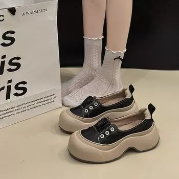 Летние туфли с увеличенным голенищем, дышащие, на одну ногу, со штрипками, спортивные, повседневные, с толстой подошвой, женские туфли 35 бежевый