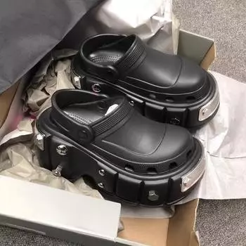 Летние туфли-слипоны для женщин и мужчин, увеличивающие рост: Пляжные туфли Paris Baotou на толстой подошве 42/43