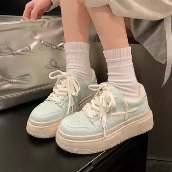 Летние туфли в стиле кампуса для девочек в японском стиле, белые, с четырьмя листочками клевера, ледяного синего цвета, мягкие, повседневные туфли для сестер на платформе 35 озеро синий