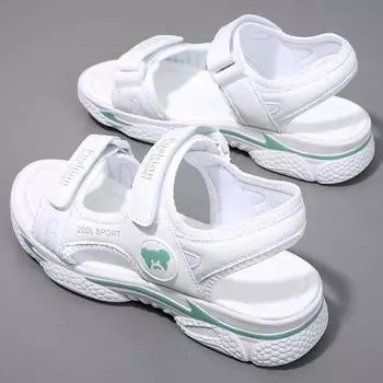 Летние ультралегкие модные легкие уличные повседневные сандалии для больших и маленьких детей, пляжная обувь, тапочки, женская обувь, детская обувь 32 чёрный/белый