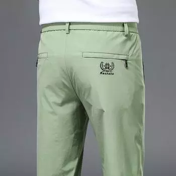 Летние ультратонкие брюки из ледяного шелка, мужские повседневные брюки, свободные прямые, быстросохнущие, эластичные, корейская версия, модные спортивные брюки 28