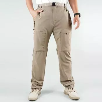 Летние уличные быстросохнущие брюки, мужские повседневные быстросохнущие брюки, шорты, съемные походные брюки, мужские брюки S хаки