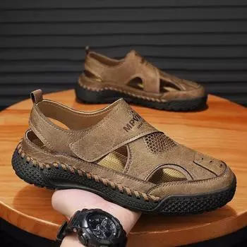 Летние уличные мужские сандалии, Нескользящие мужские повседневные кроссовки, удобные пляжные сандалии, мужские дышащие забродные сандалии больших размеров 38 чёрный