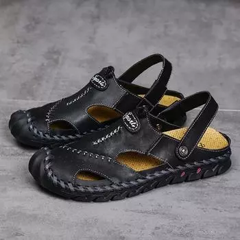 Летние уличные сандалии для мужчин, полностью завернутые сандалии, летняя обувь ручной работы для мужчин, пляжные сандалии, мужские тапочки двойного назначения 38 коричневый