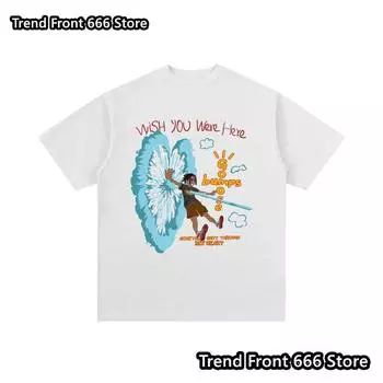 Летние унисекс-футболки с принтом TRAVIS SCOTT из хлопка Футболки Wish you were here Футболки унисекс с коротким рукавом High Street L