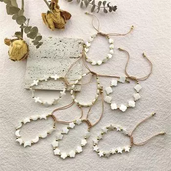 Летние ювелирные изделия, водонепроницаемые позолоченные браслеты из бисера, аксессуары в форме сердца и звезды для женщин, браслет Handamde для девочек-подростков, подарок